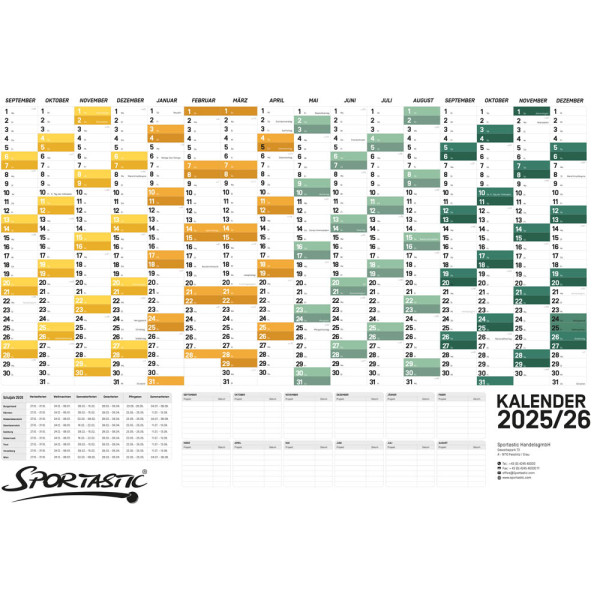 Sportastic JAHRES-KALENDER 2025 - 2026