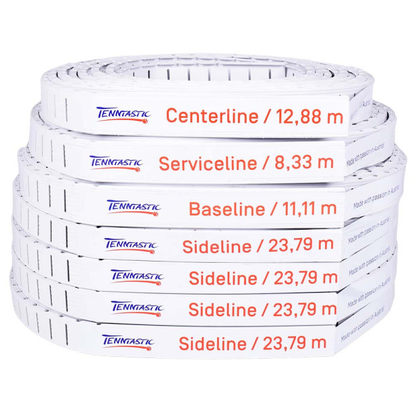 Tennislinien-Set TENNTASTIC WHITE FLEX 4/5 cm, ohne Befestigungsm.