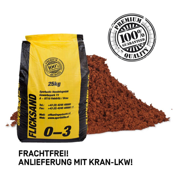 Tennissand – Flicksand Körnung 0-3, 25 kg Sack