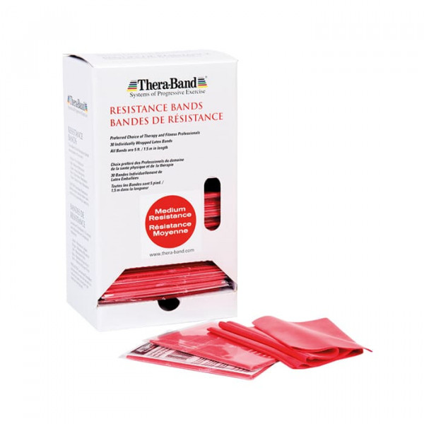 TheraBand DISPENSER - Mittelstark 30 x 1,5 einzeln verpackt ROT