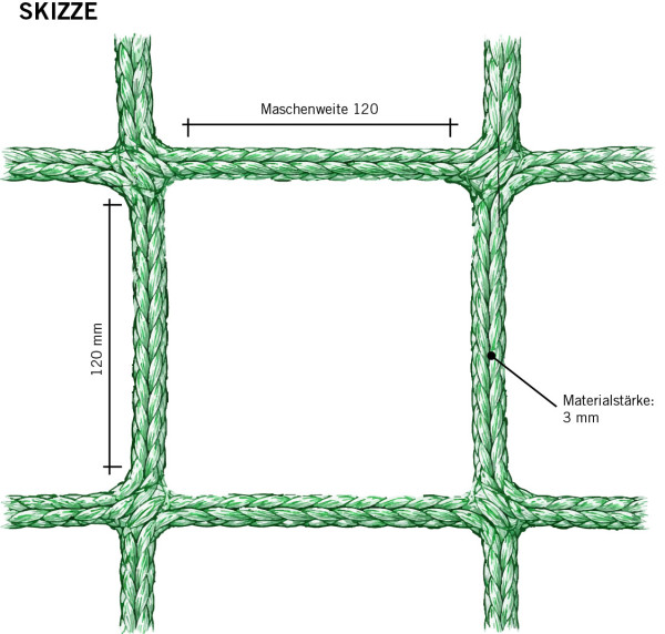 BALLFANGNETZ 3mm / Maschenweite 120 - Grün