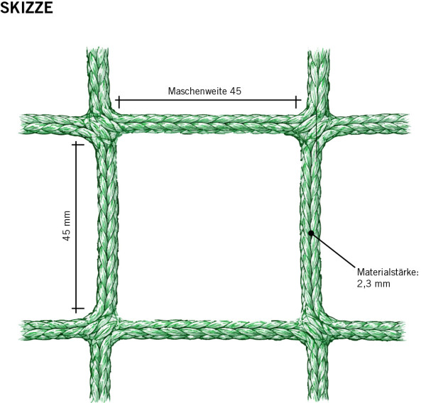 BALLFANGNETZ 2,3 mm / Maschenweite 45 - Grün