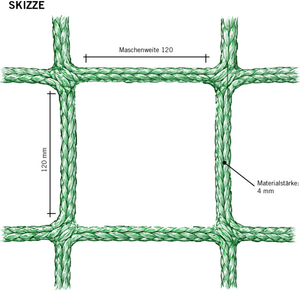 BALLFANGNETZ 4 mm / Maschenweite 120 - Grün