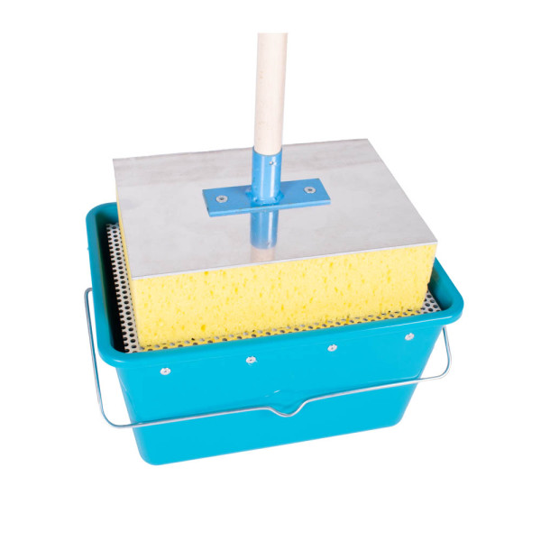 Saugstampfer HOLZSTIEL mit Eimer - Türkis